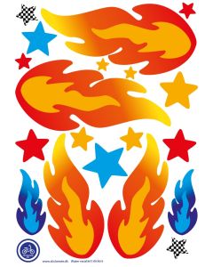 A3 Ark Klistermærker Til Ladcykel - Flammer