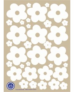 A3 Ark Klistermærker Til Ladcykel - Hvide Blomster