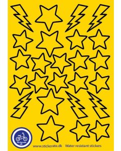 A5 Ark Klistermærker Til Cykelhjelmen - Gule Stjerner