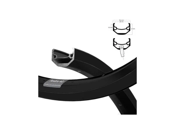 26tommer Andra 40 fælg med 36 huller, sort, Ekstrem stærk