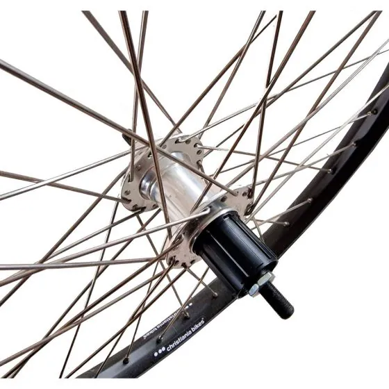 24 tommer Baghjul til udvendige gear og skivebremse sort fælg