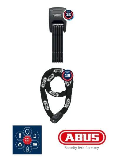 ABUS One-Key Låsesæt (Kædelås 1060/170, Alarm Foldelås 6000A/90)